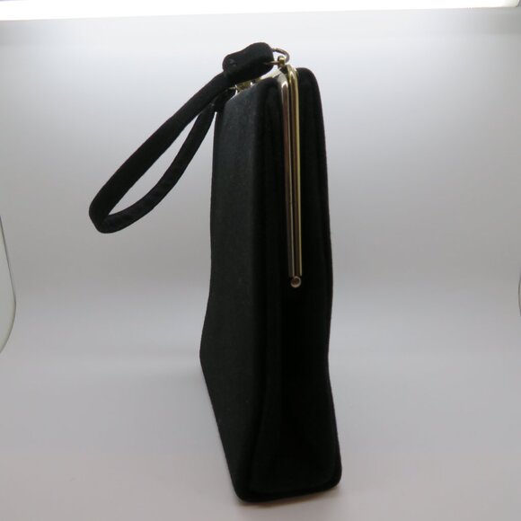 Vintage Handheld Black Wool Purse Bag L&M Spot Lite Exclusive Evening Top Handle - Picture 2 of 12
